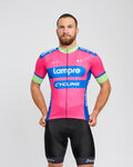 BONAVELO Cyklistický dres s krátkým rukávem - LAMPRE - růžová/modrá