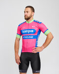 BONAVELO Cyklistický dres s krátkým rukávem - LAMPRE - růžová/modrá