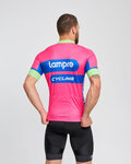 BONAVELO Cyklistický dres s krátkým rukávem - LAMPRE - růžová/modrá