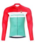 BONAVELO Cyklistický dres s dlouhým rukávem zimní - HUNGARY WINTER - červená/zelená