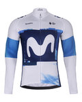 BONAVELO Cyklistický dres s dlouhým rukávem zimní - MOVISTAR 2025 WINTER  - bílá/modrá