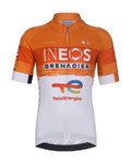 BONAVELO Cyklistický dres s krátkým rukávem - INEOS GRENADIERS KID 2026 - bílá/oranžová