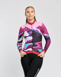 RIVANELLE Cyklistický dres s dlouhým rukávem zimní - SUNSET WINTER - růžová/vícebarevná