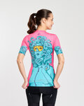 RIVANELLE Cyklistický dres s krátkým rukávem - MEDUSA - růžová/tyrkysová