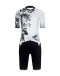RIVANELLE Cyklistická kombinéza - FLOWERY DIVA - bílá/černá