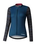 SHIMANO Cyklistický dres s dlouhým rukávem zimní - KAEDE PRINTED LONG - modrá