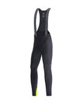 GORE Cyklistické kalhoty dlouhé s laclem - C3 THERMO - černá/žlutá