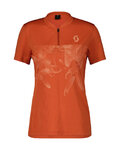 SCOTT Cyklistický dres s krátkým rukávem - TRAIL FLOW ZIP SS W - oranžová