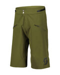 SCOTT Cyklistické kalhoty krátké bez laclu - TRAIL VERTIC PRO W/PAD - zelená/černá