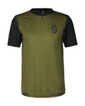 SCOTT Cyklistický dres s krátkým rukávem - TRAIL VERTIC ZIP SS - zelená/černá
