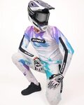KENNY Cyklistický dres s dlouhým rukávem letní - PROLIGHT - bílá/modrá/fialová