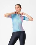 CASTELLI Cyklistický dres s krátkým rukávem - COSMIC VORTEX - růžová/zelená