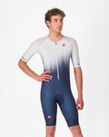 CASTELLI Cyklistická kombinéza - CORE TRI SUIT SHORT SLEEVE - modrá/bílá
