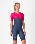 CASTELLI Cyklistická kombinéza - CORE TRI W SUIT SHORT SLEEVE - modrá/růžová
