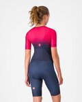 CASTELLI Cyklistická kombinéza - CORE TRI W SUIT SHORT SLEEVE - modrá/růžová