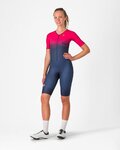 CASTELLI Cyklistická kombinéza - CORE TRI W SUIT SHORT SLEEVE - modrá/růžová