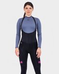 ALÉ Cyklistické kalhoty dlouhé s laclem - R-EV1 FUTURE WARM  - černá/růžová