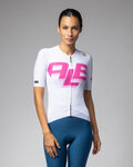 ALÉ Cyklistický dres s krátkým rukávem - SAUVAGE PR-E - bílá/růžová