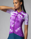 ALÉ Cyklistický dres s krátkým rukávem - PALM PR-E - cyklámenová/bílá