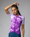 ALÉ Cyklistický dres s krátkým rukávem - PALM PR-E - cyklámenová/bílá