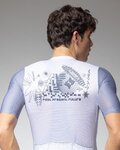 ALÉ Cyklistický dres s krátkým rukávem - PR-E MEGABYTE 2.0 - bílá/modrá