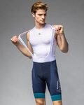 ALÉ Cyklistické kalhoty krátké s laclem - BAHRAIN VICTORIOUS 2024 - modrá/bílá