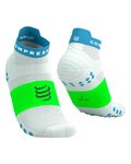 COMPRESSPORT Cyklistické ponožky kotníkové - PRO RACING SOCKS V4.0 RUN - bílá/zelená