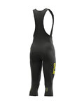 ALÉ Cyklistické kalhoty 3/4 s laclem - WINTER - černá/žlutá