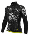 ALÉ Cyklistický dres s dlouhým rukávem zimní - SKULL WINTER - černá/bílá