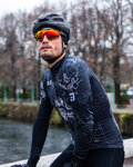 ALÉ Cyklistický dres s dlouhým rukávem zimní - SKULL WINTER - černá/bílá