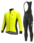 ALÉ Cyklistická zimní bunda a kalhoty - FONDO WINTER - černá/žlutá