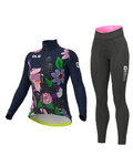 ALÉ Cyklistický zimní dres a kalhoty - PR-R CITY LADY WNT - fialová/černá/modrá