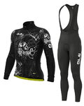 ALÉ Cyklistický zimní dres a kalhoty - SKULL WINTER - černá