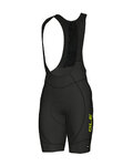 ALÉ Cyklistické kalhoty krátké s laclem - AGONISTA 2 - černá/žlutá