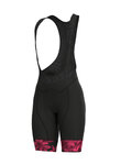 ALÉ Cyklistické kalhoty krátké s laclem - SARTANA LADY  - černá/růžová