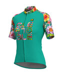 ALÉ Cyklistický dres s krátkým rukávem - LAB FLOWER LADY - modrá