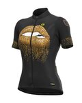 ALÉ Cyklistický dres s krátkým rukávem - LIPS LADY - zlatá/černá