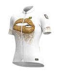ALÉ Cyklistický dres s krátkým rukávem - LIPS LADY - bílá/zlatá