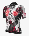 ALÉ Cyklistický dres s krátkým rukávem - SKULL - bílá/červená/černá