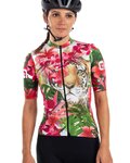 ALÉ Cyklistický krátký dres a krátké kalhoty - TIGER LADY - růžová/zelená