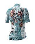 ALÉ Cyklistický dres s krátkým rukávem - SKULL LADY - světle modrá