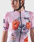 ALÉ Cyklistický dres s krátkým rukávem - SKULL LADY - růžová
