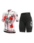 ALÉ Cyklistický krátký dres a krátké kalhoty - SKULL LADY - růžová/černá