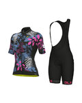 ALÉ Cyklistický krátký dres a krátké kalhoty - PR-S GARDEN LADY - růžová/modrá/černá