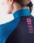 ALÉ Cyklistický dres s dlouhým rukávem zimní - GREEN ROAD LADY WNT - modrá/růžová