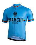 BIANCHI MILANO Cyklistický dres s krátkým rukávem - NEW PRIDE - světle modrá/černá