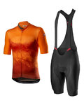CASTELLI Cyklistický krátký dres a krátké kalhoty - POLVERE - černá/oranžová
