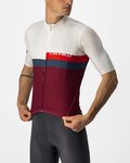 CASTELLI Cyklistický dres s krátkým rukávem - A BLOCCO - béžová/bordó/červená/modrá