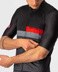 CASTELLI Cyklistický dres s krátkým rukávem - A BLOCCO - černá/šedá/červená