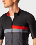 CASTELLI Cyklistický dres s krátkým rukávem - A BLOCCO - černá/šedá/červená